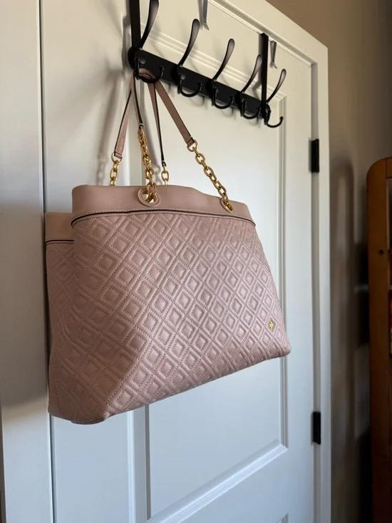 Tory Burch Blush Quilted Leather Chain-Handle Tote - Picture 3 of 8